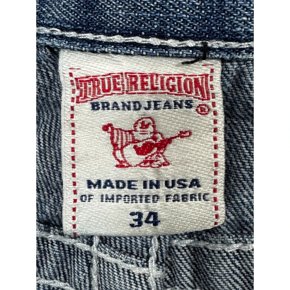 True Religion Mens Joey Super T Flap Pocket Blue Jeans 34 Meas: 34x32